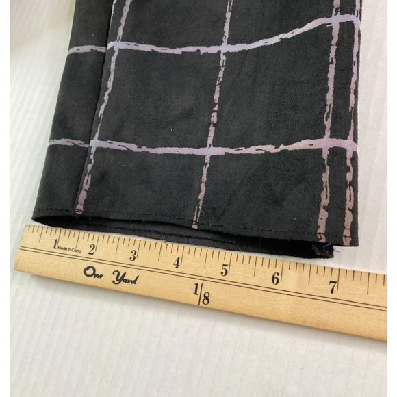 Women’s Faux Suede Black and Purple Windowpane Plaid Ankle Pants XL Stretch - Picture 9 of 9